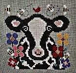 Click/tap for more details of Bessie In The Blooms (cross stitch) by The Blackberry Rabbit