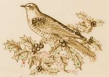 Click/tap for more details of Bird & Holly (stamps) by Deep Red