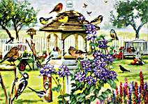Click for more details of Bird Table (cross stitch) by Letistitch