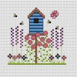 Click/tap for more details of Birdhouse Card (cross stitch) by Fat Cat Cross Stitch