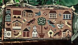 Click/tap for more details of Birdie Abodes (cross stitch) by Homespun Elegance