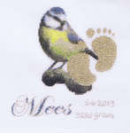 Click for more details of Birth Sampler Blue Tit (cross stitch) by Thea Gouverneur