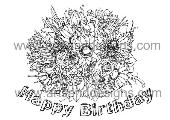 Click for more details of Birthday Bouquet Digital Stamp (digital downloads) by Julie Lynes