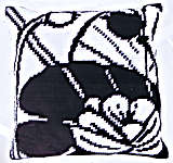 Click for more details of Black and White Waterlily Cushion Front (tapestry) by Royal Paris