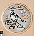 Click for more details of Black Throated Gray Warbler (cross stitch) by Lindy Stitches