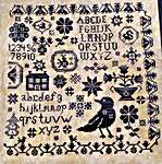 Click/tap for more details of Blackbird Sampler (cross stitch) by Pansy Patch Quilts and Stitchery