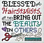 Click/tap for more details of Blessed Are The Hairstylists (cross stitch) by Stoney Creek