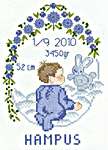 Click/tap for more details of Blue Baby Boy Sampler (cross stitch) by Permin of Copenhagen