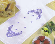 Click for more details of Blue Flowers Table Runner (embroidery) by Permin of Copenhagen