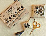 Click/tap for more details of Blue Iris Sewing Set (cross stitch) by MTV Cross Stitch Designs