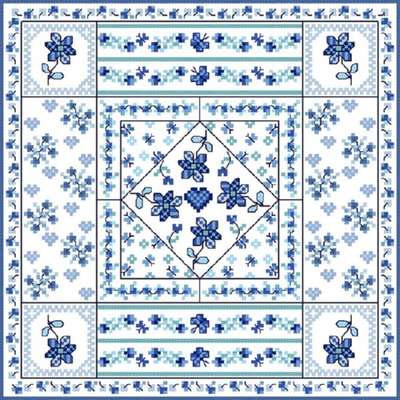 Click for more details of Blue Patchwork (cross stitch) by Designs by Cathy