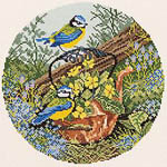 Click for more details of Blue Tits and Copper Kettle (cross stitch) by Eva Rosenstand