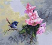 Click for more details of Bluebird and Roses (cross stitch) by Luca - S