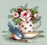 Click for more details of Bluebird and Teacup (cross stitch) by Luca - S