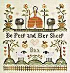 Click/tap for more details of Bo Peep And Her Sheep (cross stitch) by Little House Needleworks