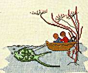 Click for more details of Boat with Fish (cross stitch) by Thea Gouverneur