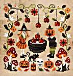 Click/tap for more details of Bobbing For Apples (cross stitch) by Tiny Modernist