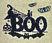 Click/tap for more details of Boo Bats (cross stitch) by Keslyn's