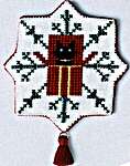 Click/tap for more details of Boxing Cat - Christmas Tree Decoration (cross stitch) by Cotton Pixels