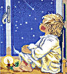 Click for more details of Boy looking at Stars (cross stitch) by Eva Rosenstand