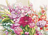 Click/tap for more details of Bright Florals (cross stitch) by Lanarte