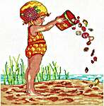 Click/tap for more details of Bucket Of Shells (cross stitch) by Imaginating