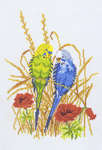 Click for more details of Budgies (cross stitch) by Eva Rosenstand
