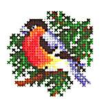 Click/tap for more details of Bullfinch (cross stitch) by Andriana