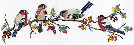 Click for more details of Bullfinches (cross stitch) by Eva Rosenstand