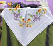 Click for more details of Butterflies and Yellow Flowers Table Cover - Cross Stitch (embroidery) by Deco-Line