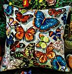 Click/tap for more details of Butterflies Cushion Front (tapestry) by Glorafilia