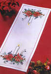 Candle & Poinsettia Christmas Table Runner