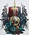 Click/tap for more details of Candle Skull Roses (cross stitch) by Les Petites Croix de Lucie