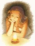 Click/tap for more details of Candlelight (cross stitch) by John Clayton