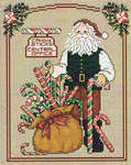 Click for more details of Candy Stick Santa (cross stitch) by Sue Hillis Designs