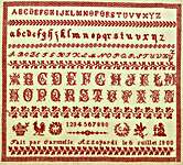 Click/tap for more details of Carmelle Azzopardi 1900 (cross stitch) by Hands Across the Sea Samplers