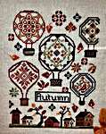 Click/tap for more details of Carolyn's Balloons - Autumn (cross stitch) by Jan Hicks