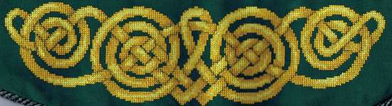 Click/tap for more details of Celtic Curtain Tiebacks (cross stitch) by Anne Peden