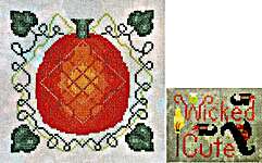 Click/tap for more details of Celtic Pumpkin and Wicked Cute (cross stitch) by Frony Ritter Designs