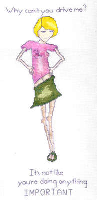 Click/tap for more details of Charlotte - Why can't you? (cross stitch) by Anne Peden