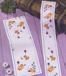 Click/tap for more details of Chickens with Balloons Table Runner (cross stitch) by Permin of Copenhagen