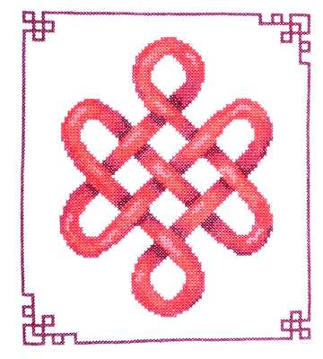 Click/tap for more details of Chinese Knot (cross stitch) by Anne Peden