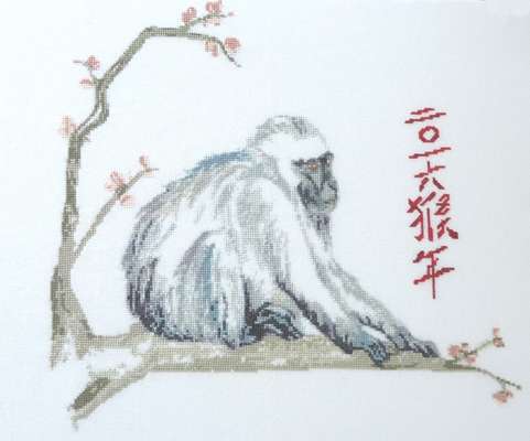 Click for more details of Chinese Year of the Monkey (cross stitch) by Anne Peden