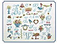 Click/tap for more details of Chintz Alphabet (cross stitch) by JBW Designs