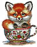 Click/tap for more details of Christmas Animals Cups Fox (cross stitch) by Les Petites Croix de Lucie
