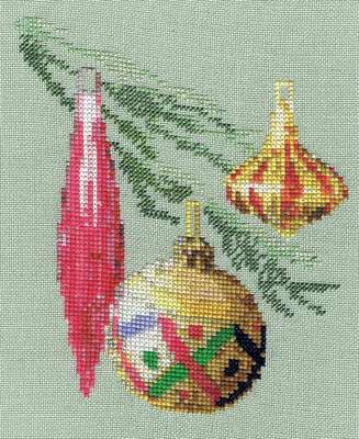 Click/tap for more details of Christmas Baubles (cross stitch) by Anne Peden