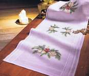 Christmas Candle and Baubles Table Covers - Cross Stitch