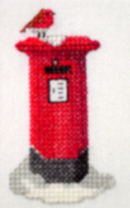 Click for more details of Christmas Card - Robin on a pillar box (cross stitch) by Anne Peden