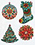 Christmas Decorations - Tree, Stocking and Flowers