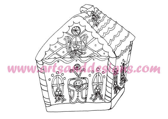 Click for more details of Christmas Gingerbread House Digital Stamp (digital downloads) by Julie Lynes